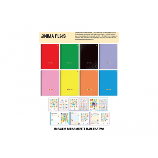CADERNO - ANIMATIVA - BROC 1/1 CD 96F ANIMA PLUS AZUL